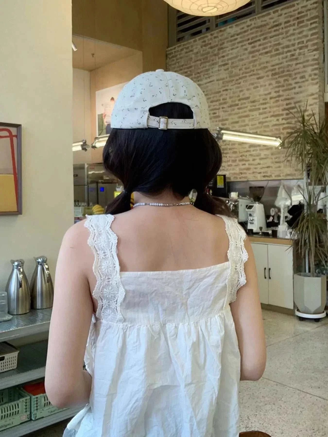 Floral embroidered cotton baseball cap with one size and 4.7 inch height