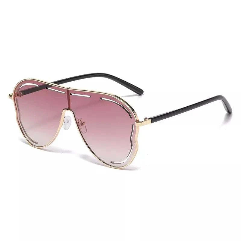 Oversized aviator gradient sunglasses with metal frame and UV400 protection
