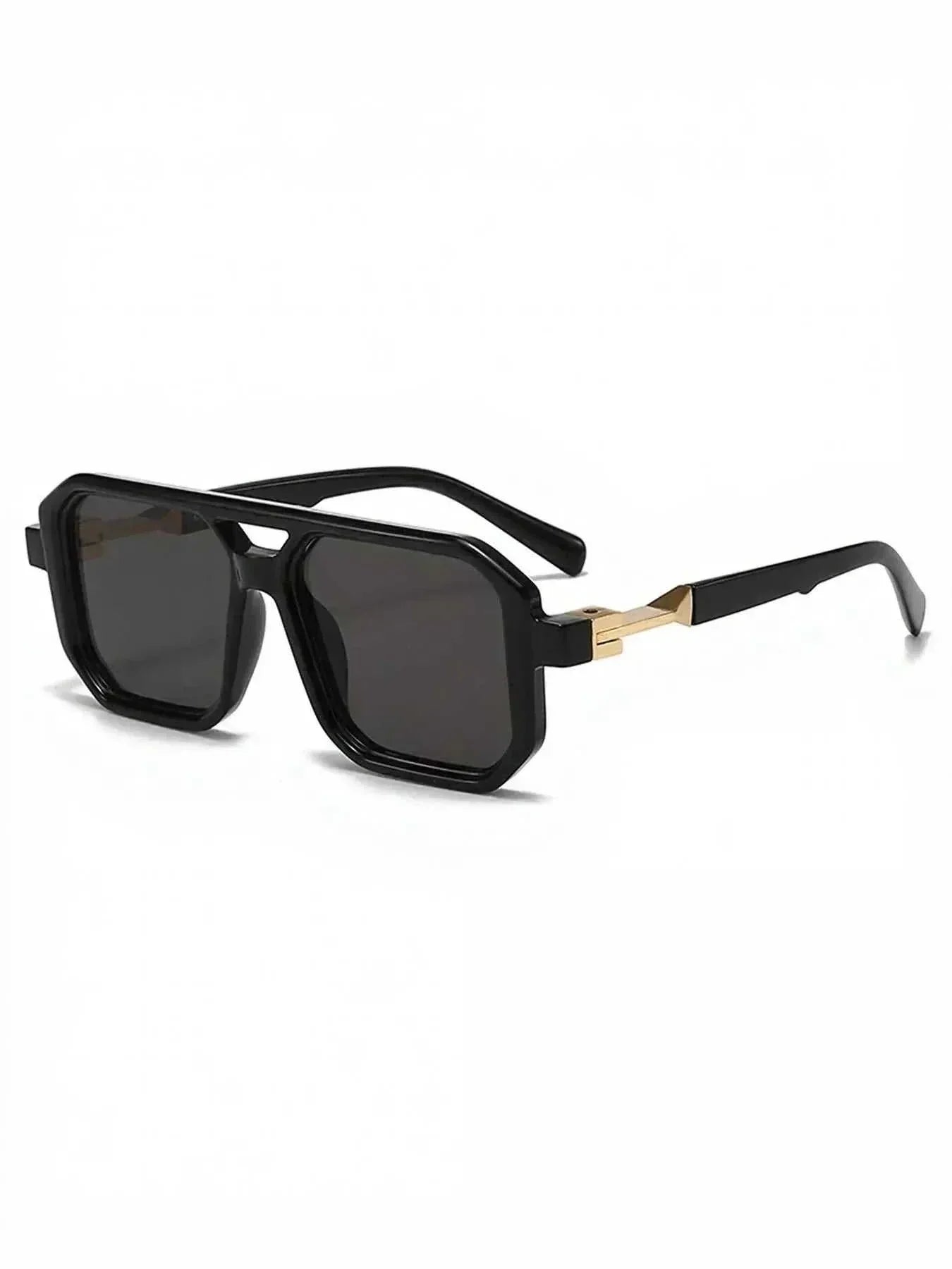 Retro square frame sunglasses with UV400 protection and polycarbonate material, one size 5.9 inches wide