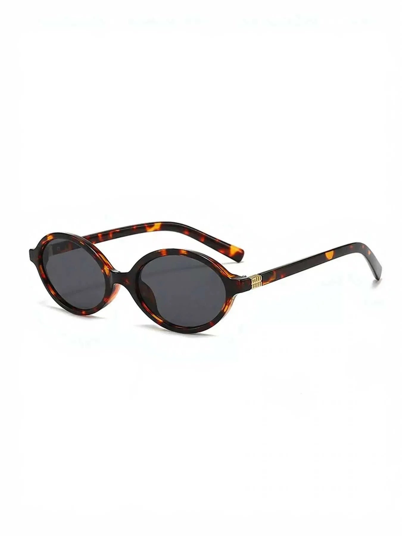 Retro oval frame sunglasses made of polycarbonate with no UV protection, one size, imported