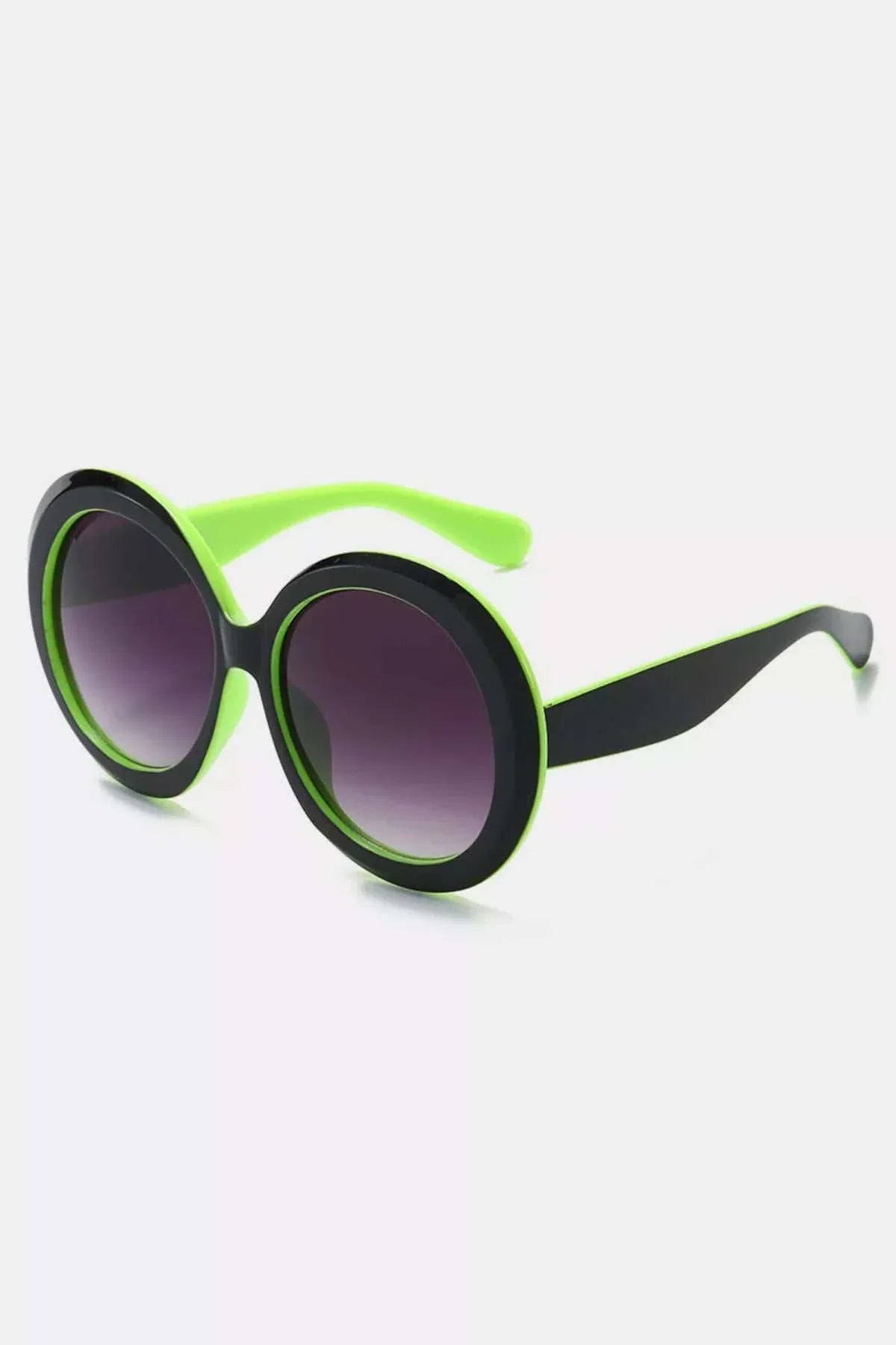 Oversized round frame fashion sunglasses with UV400 protection and polycarbonate material