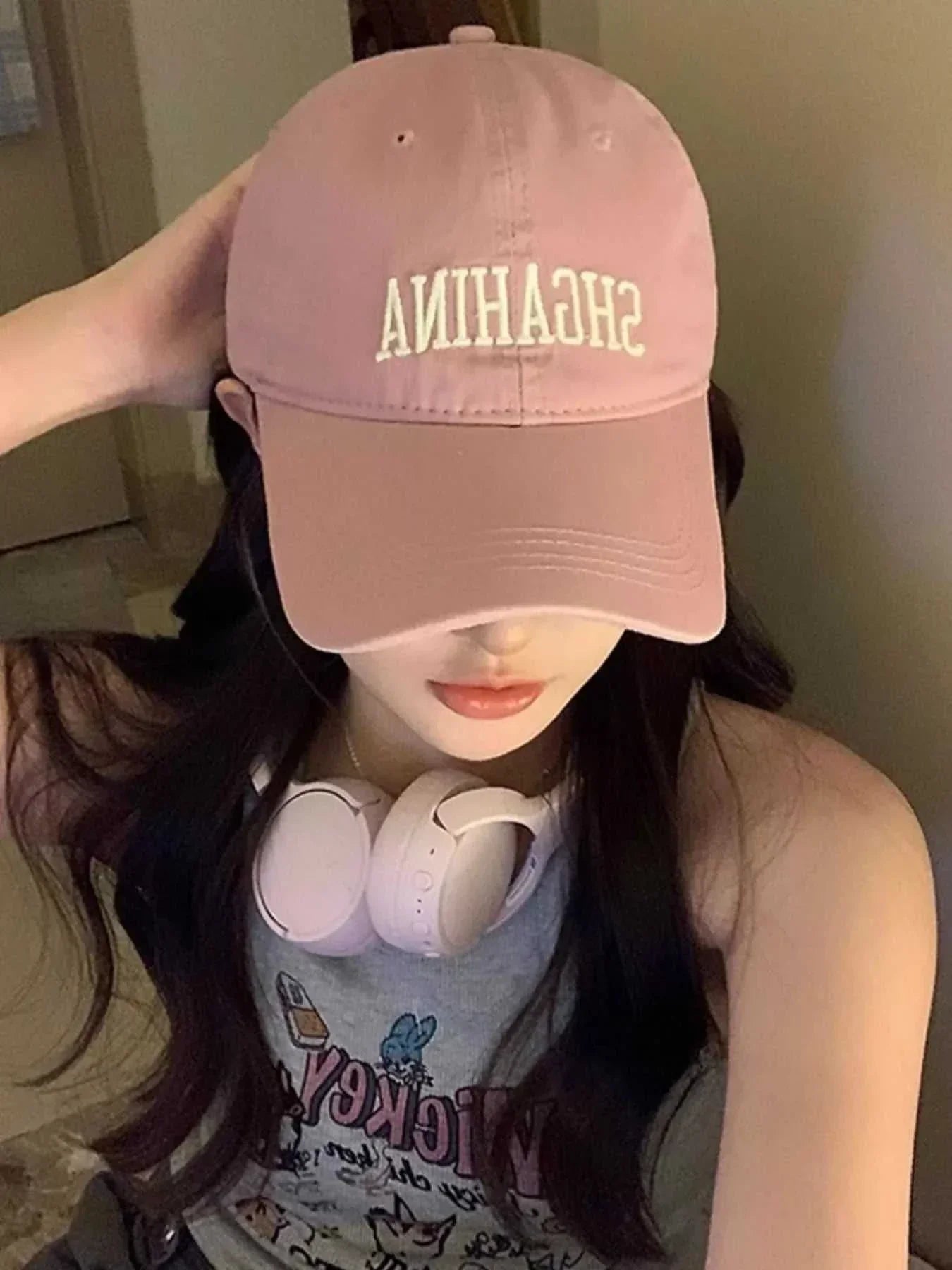 Embroidered Letter Baseball Cap in cotton material, one size with 5.1 inch height, imported single piece