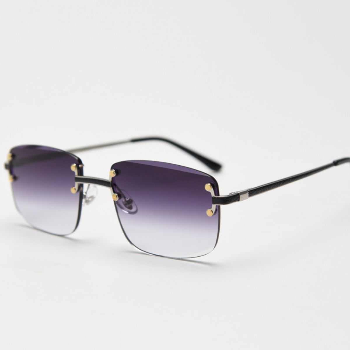 Rimless gradient tinted sunglasses with UV400 protection and metal frame