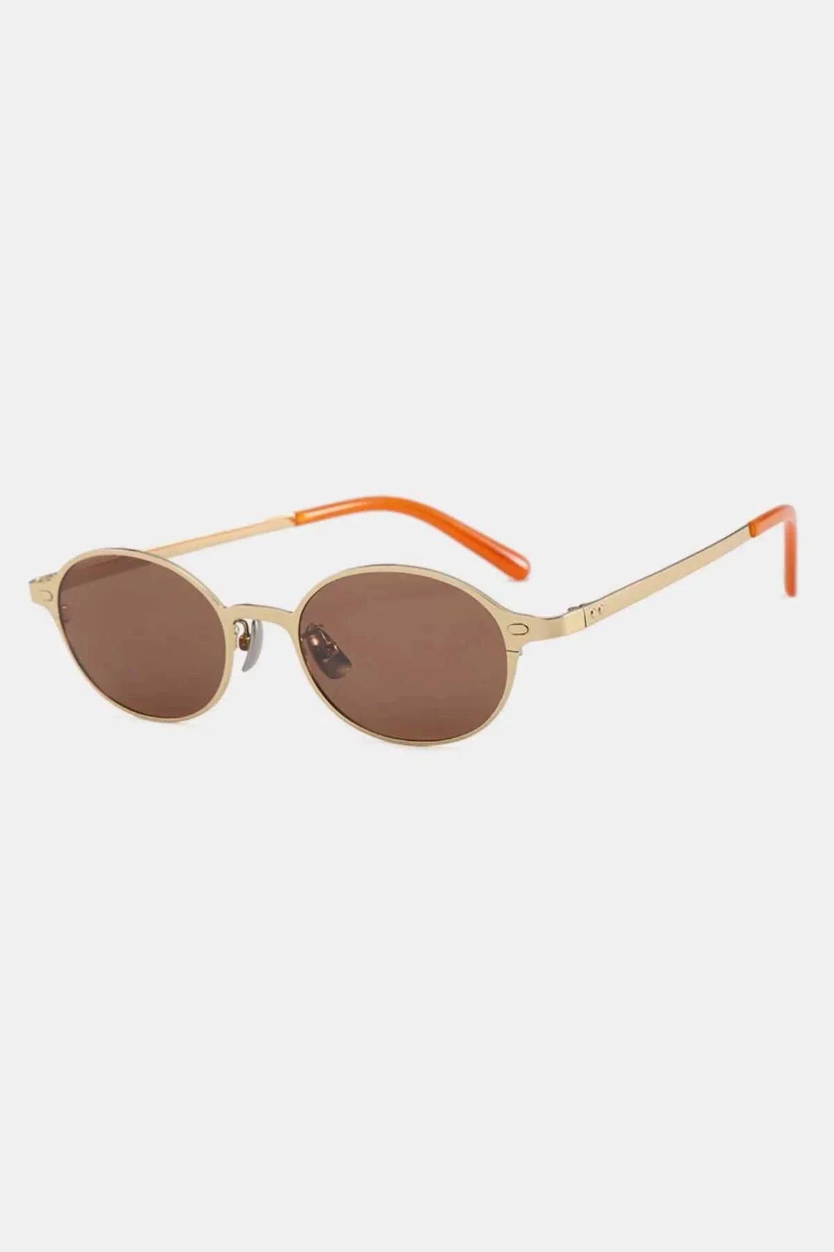 Vintage oval sunglasses with metal frame and UV400 protection