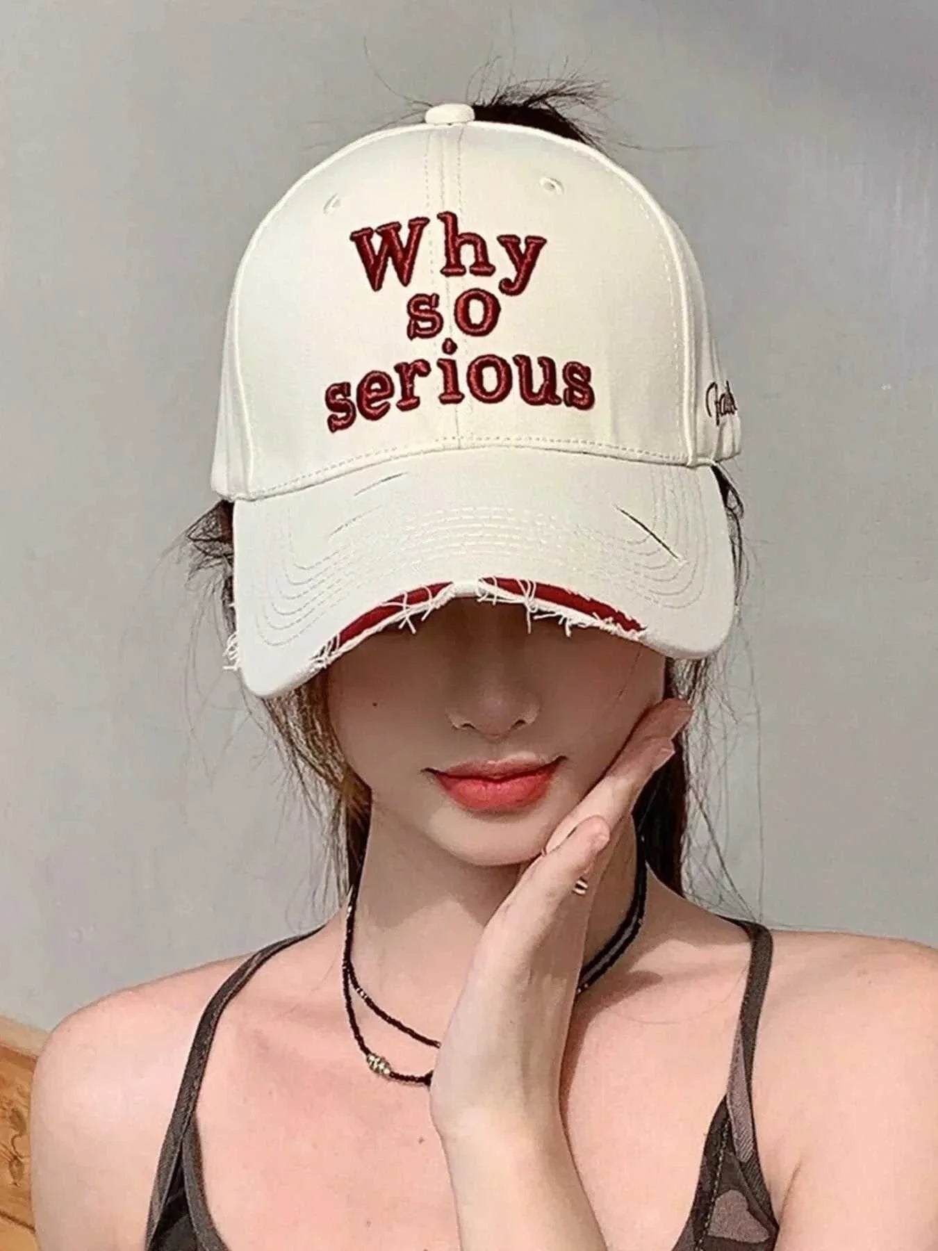 Embroidered slogan baseball cap made of cotton, one size, imported, 5.5 inches height