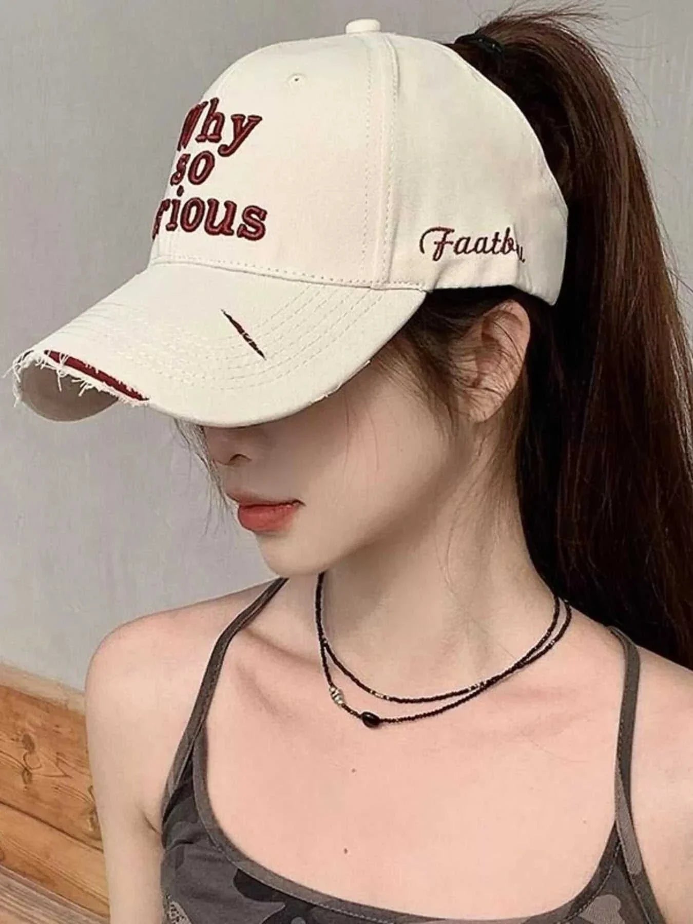 Embroidered slogan baseball cap made of cotton, one size, imported