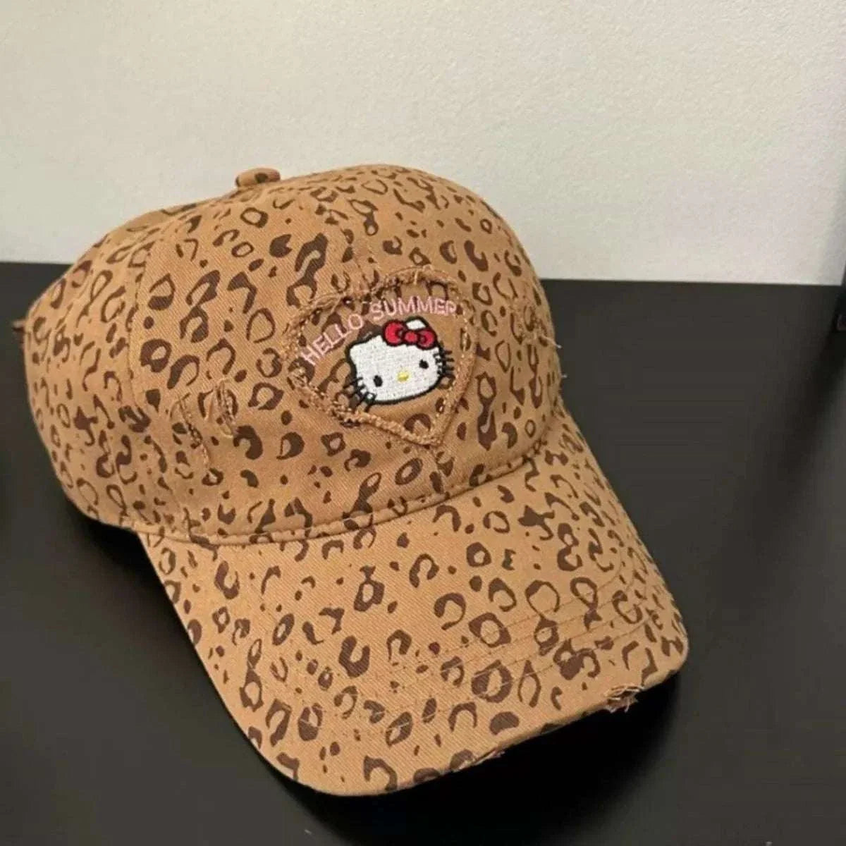 Embroidered leopard print cotton baseball cap one size imported