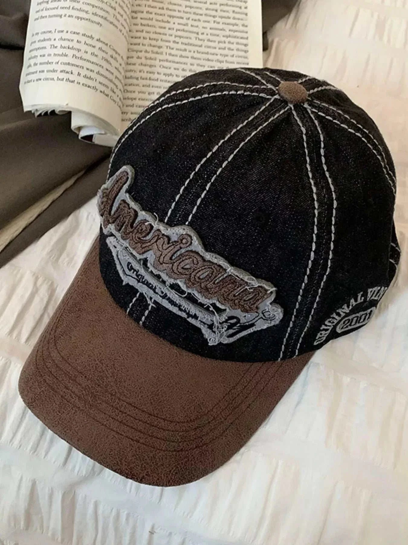 Vintage washed embroidered denim baseball cap one size 4.7 inches height