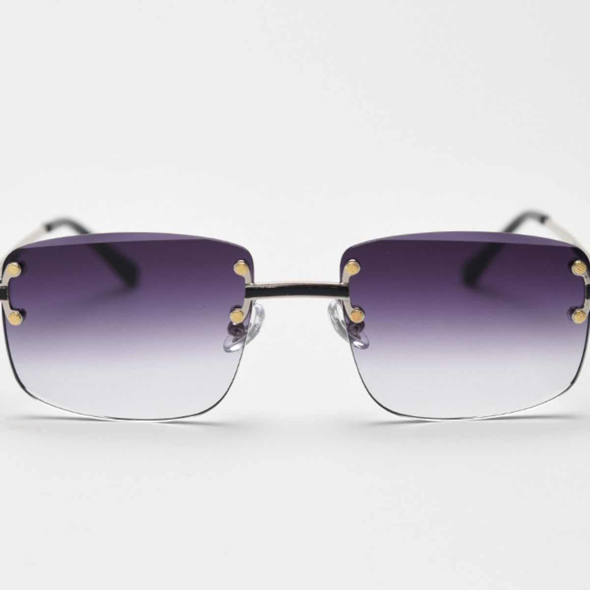 Rimless gradient tinted sunglasses with metal frame and UV400 protection
