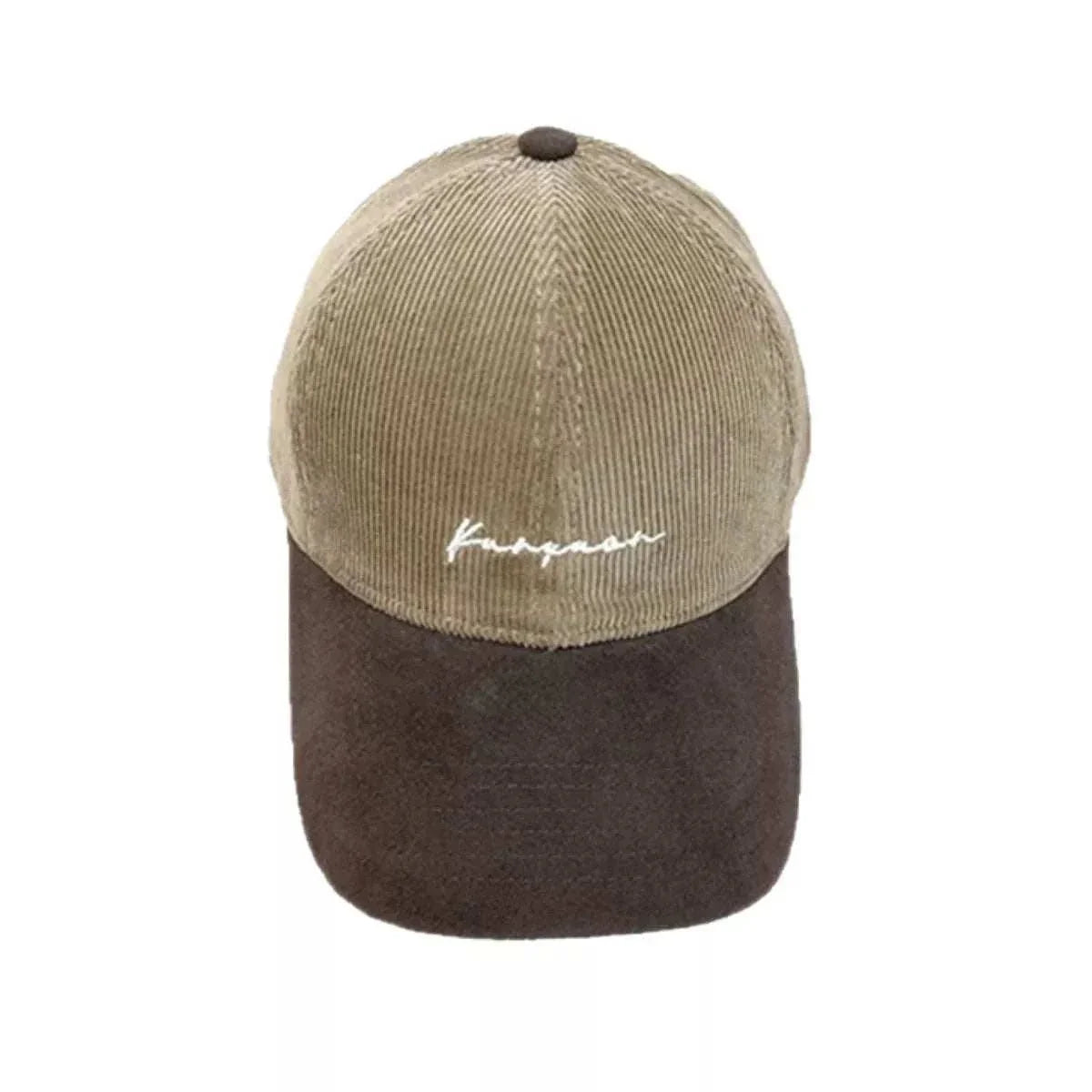 Embroidered corduroy baseball cap made of cotton, one size, imported, 4.7 inches height