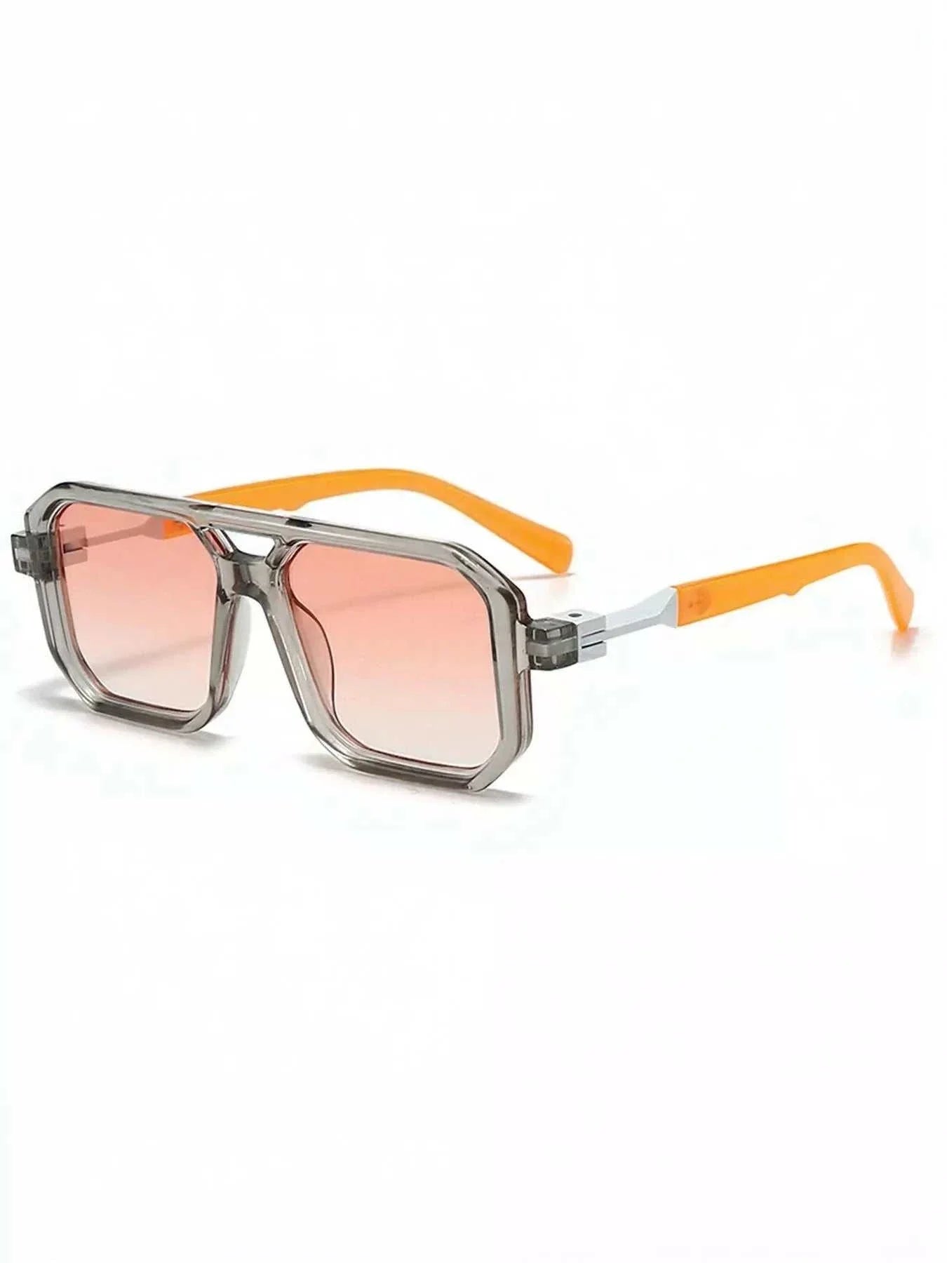 Retro square frame sunglasses with UV400 protection and polycarbonate material, one size 5.9 inches width